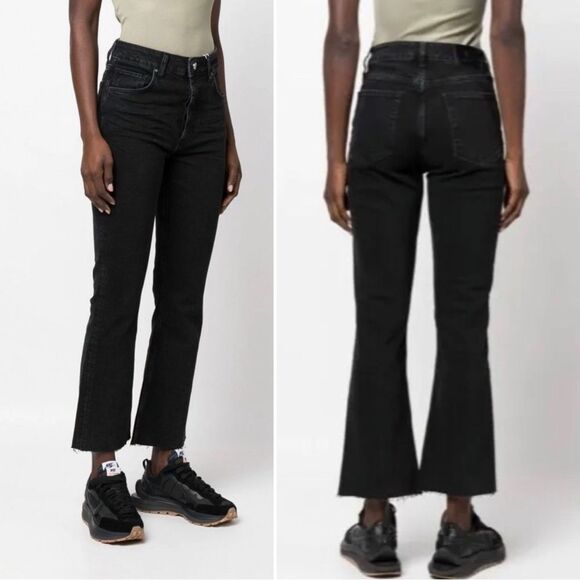 Anine Bing Black Lara High Rise Cropped Jeans‎ - 24 - Picture 1 of 9